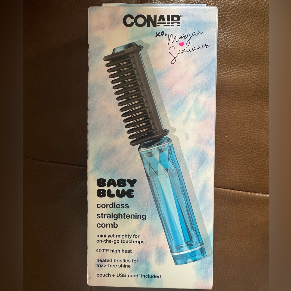 Conair Baby Blue Portable Cordless Straightening Comb
